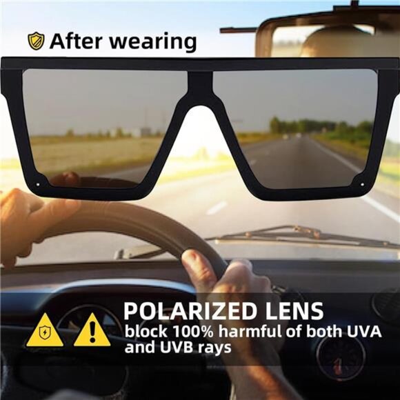 2 Pair Square Flat Top Sunglasses for Women Men, Big Fashion Oversized Rimless - Picture 4 of 7